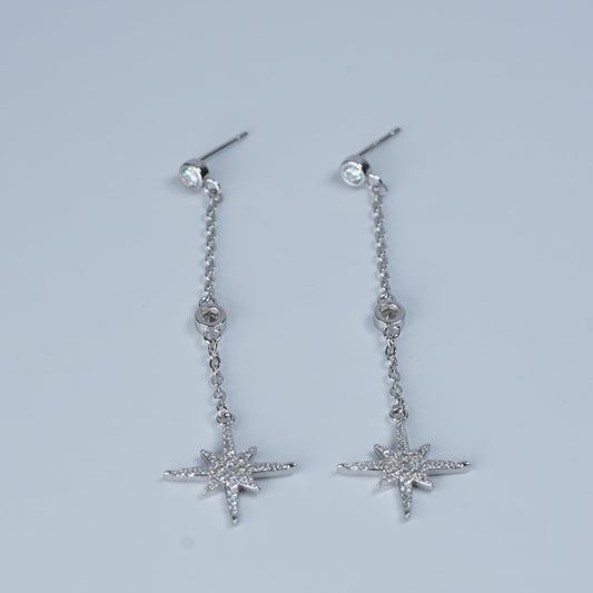 Sparkling dangling starburst earrings