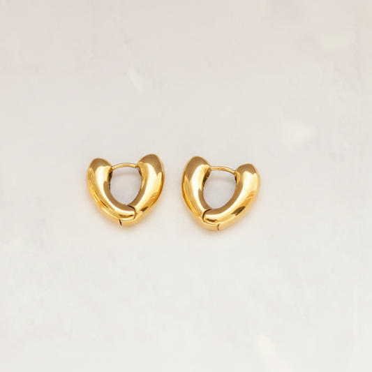 Bubbled V shaped gold hoop earrings