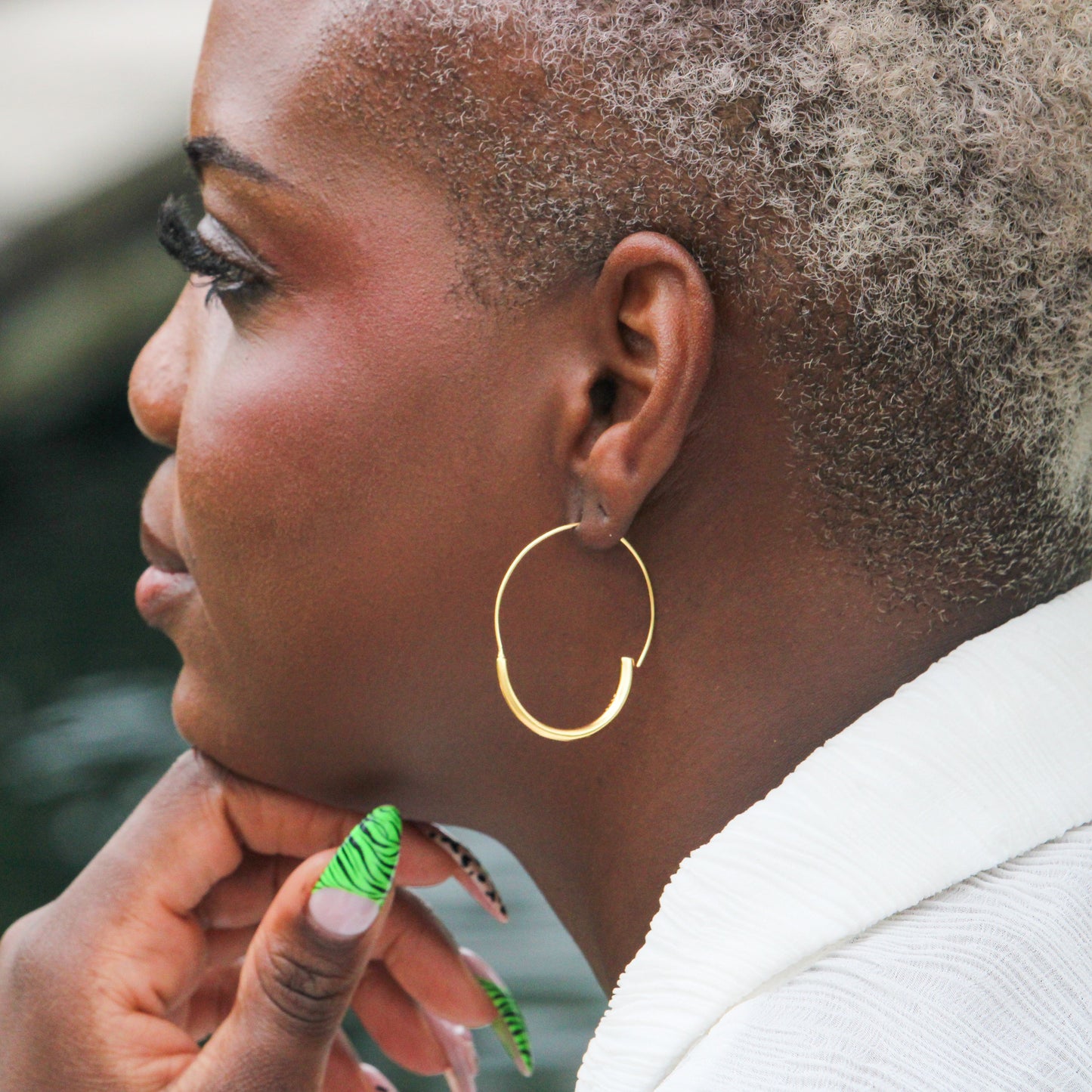 Large gold hoop earrings