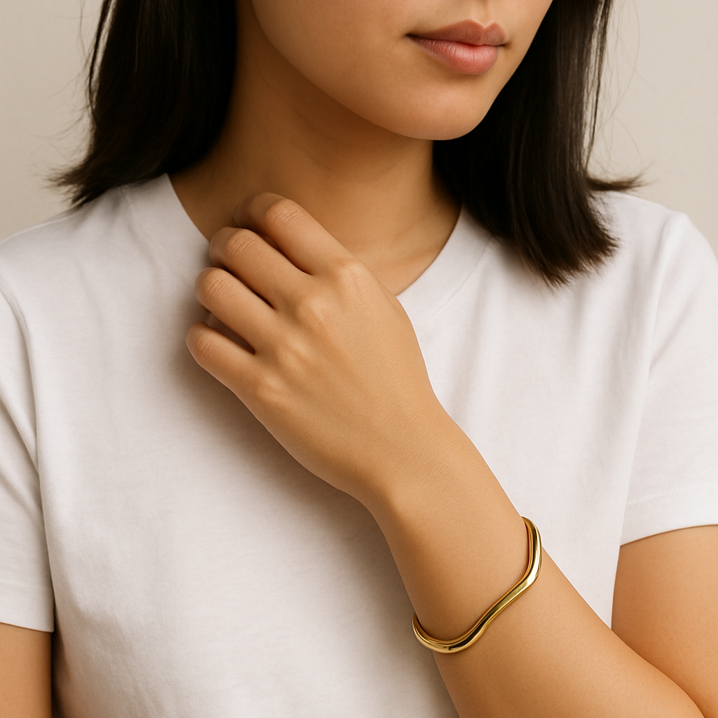 Gold curve cuff bracelet