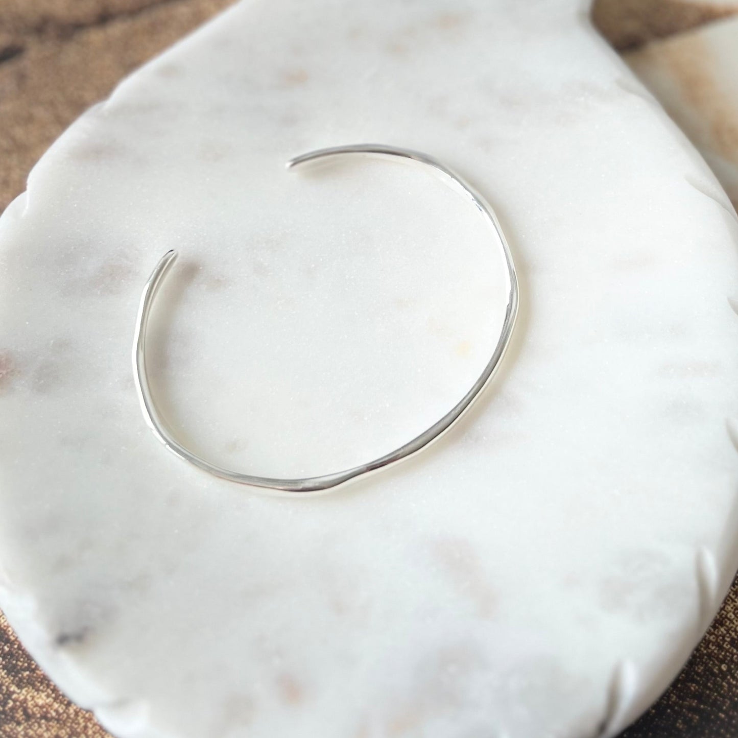 Wave silver open cuff bracelet